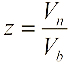 Mathematische Formel: Zustandszahl (z) ist gleich Normvolumen (Vn) durch Betriebsvolumen (Vb)