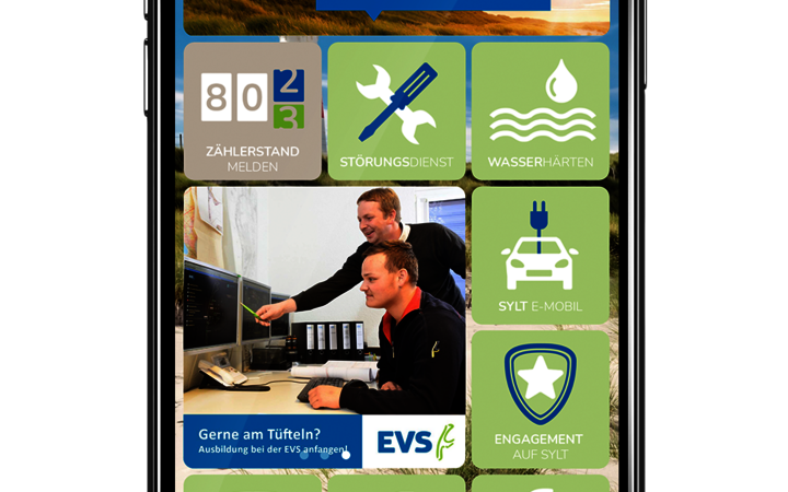Typischsylt-App zeigt die verschiedenen Möglichkeiten, die die EVS anbietet.