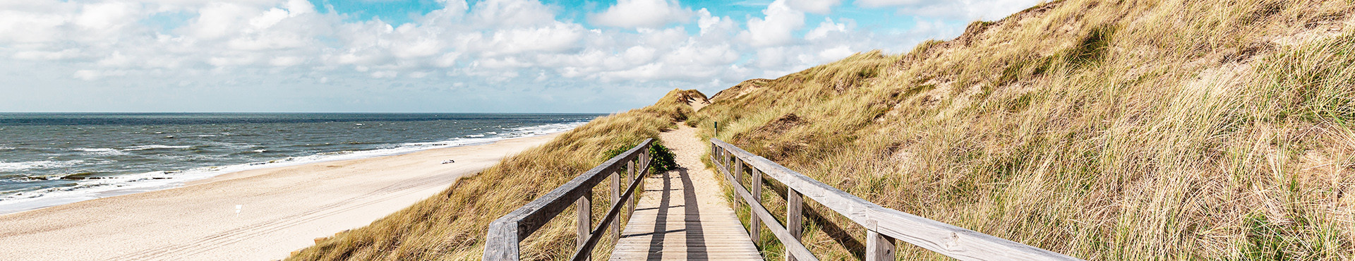 Bohlenweg in den Dünen direkt am Nordseestrand