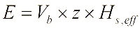 Mathematische Formel für thermische Energie (E): Vb x z x Hs,eff